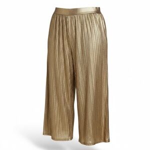 Nina Parker, Metallic Gold Wide Leg. Crinkled Texture Runs Vertically. 2X NWT